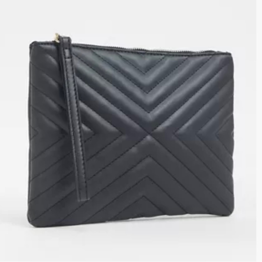 Asos Design Quilted Zip Top Clutch Bag
